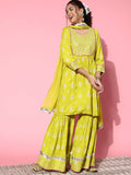 InWeave Women's Light Green Gota Work Kurta Sharara Set