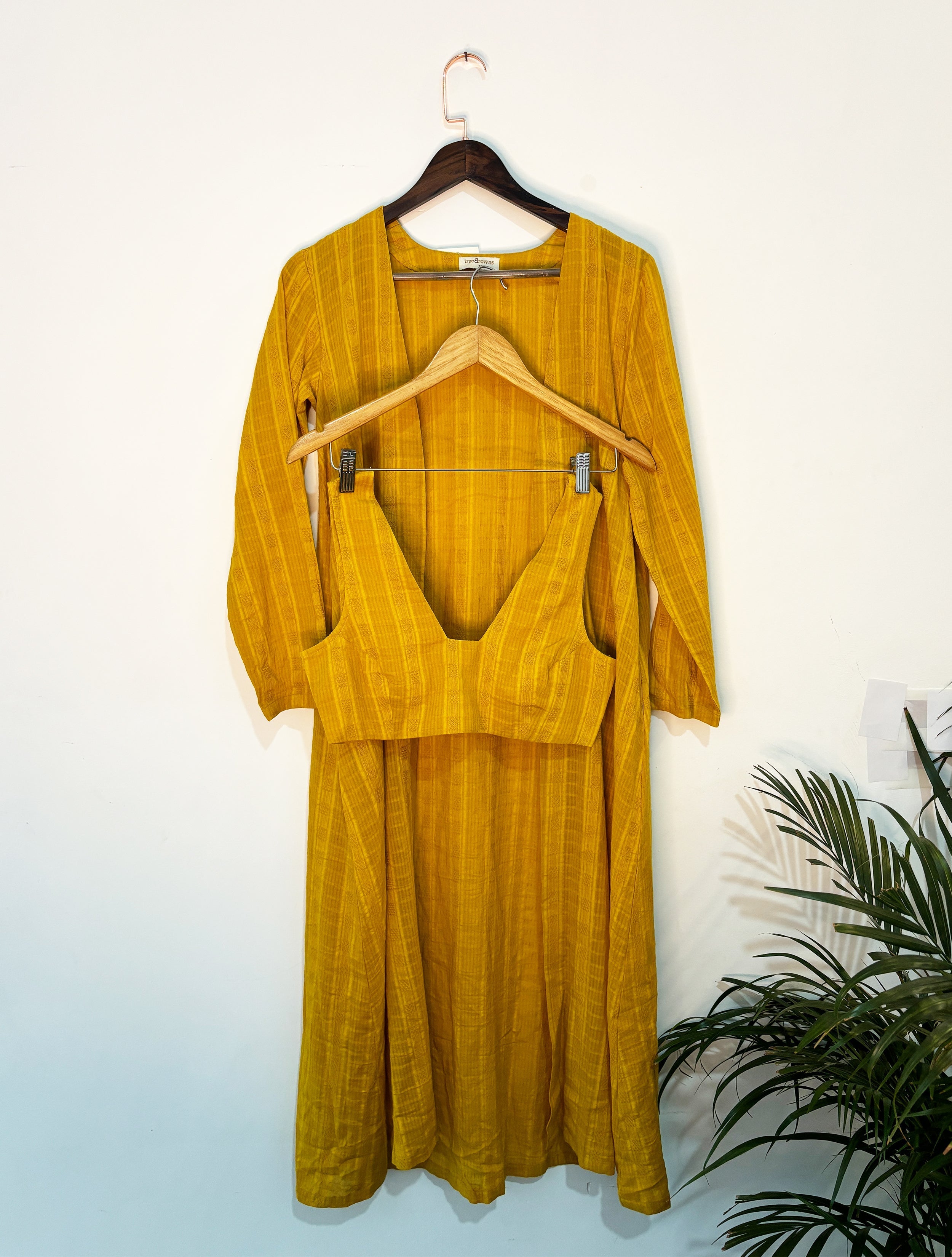 trueBrowns Mustard Jacket Top Pant Set