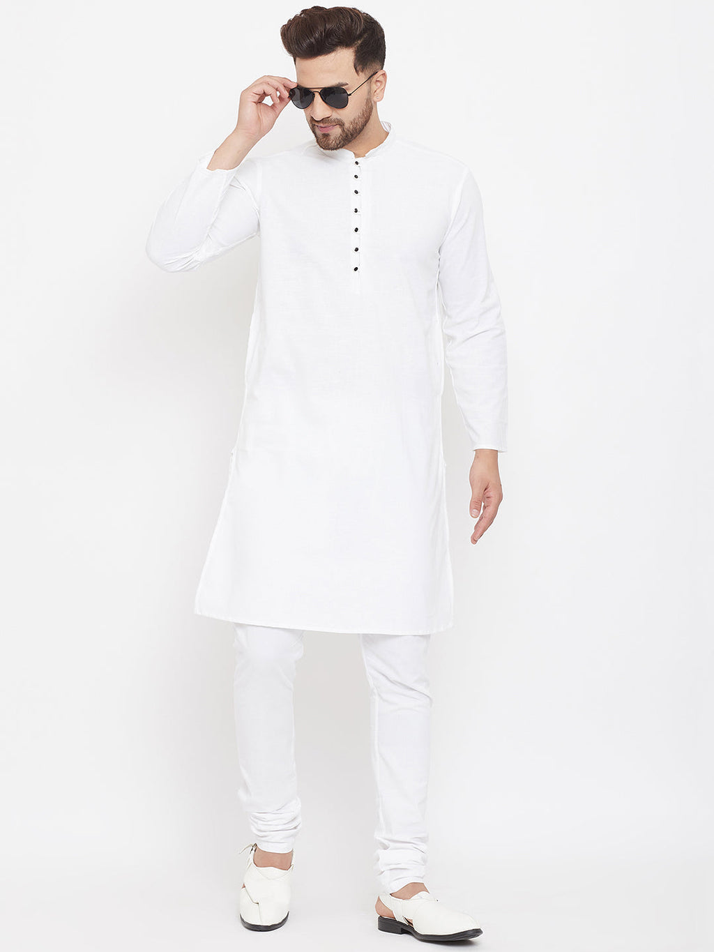 Even Apparels White Pure Cotton Kurta With Band Collar