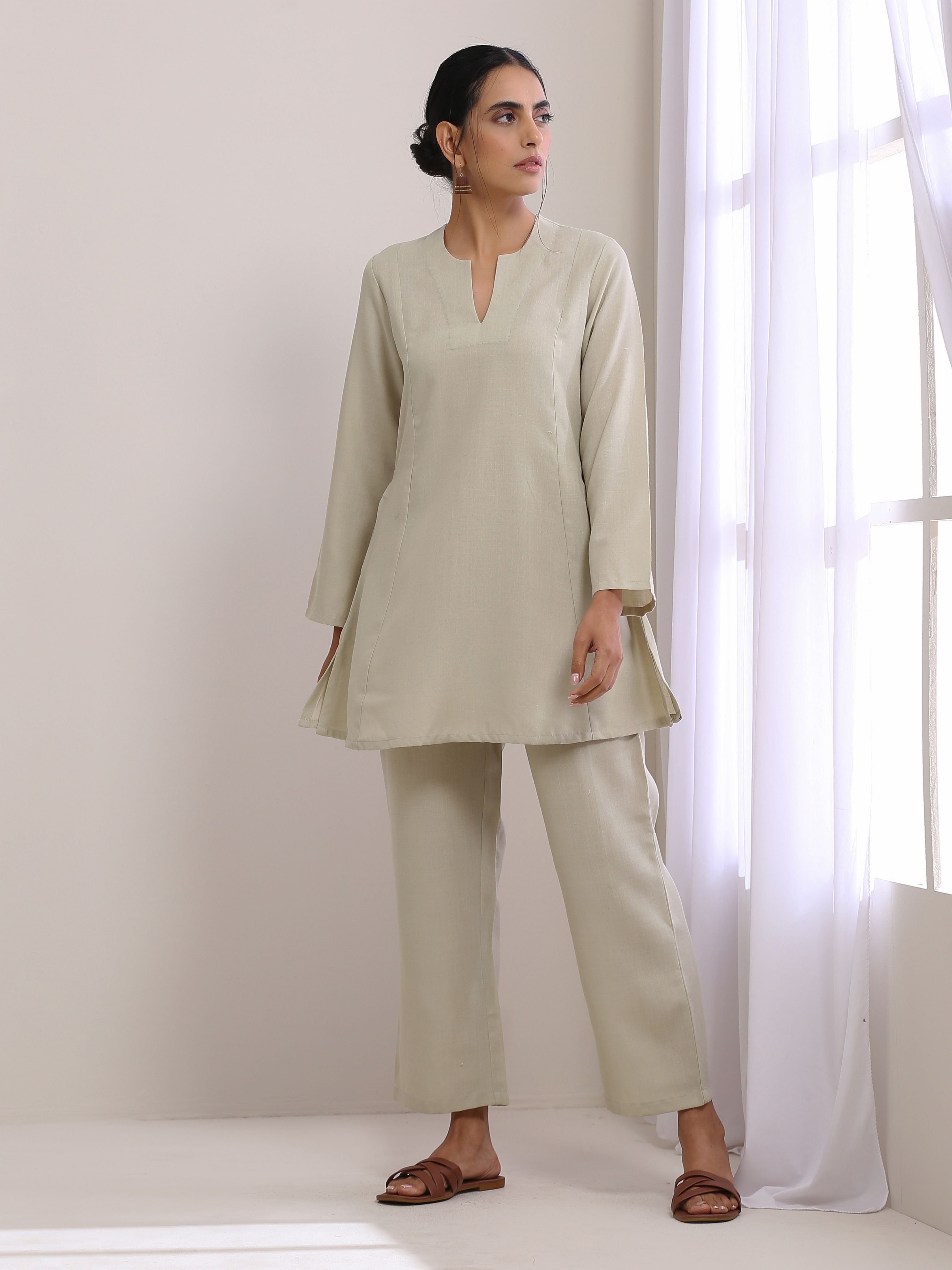 trueBrowns Light Grey Slub Co-Ord Set