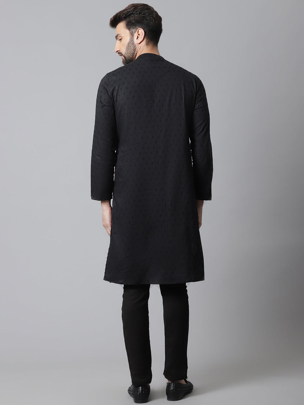 Even Apparels Black Sherwani Kurta With Asymetrical Cut