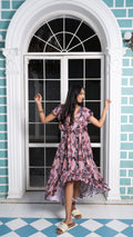 Noroke Sustainable fabric | Bemberg Brown Printed High Low Dress