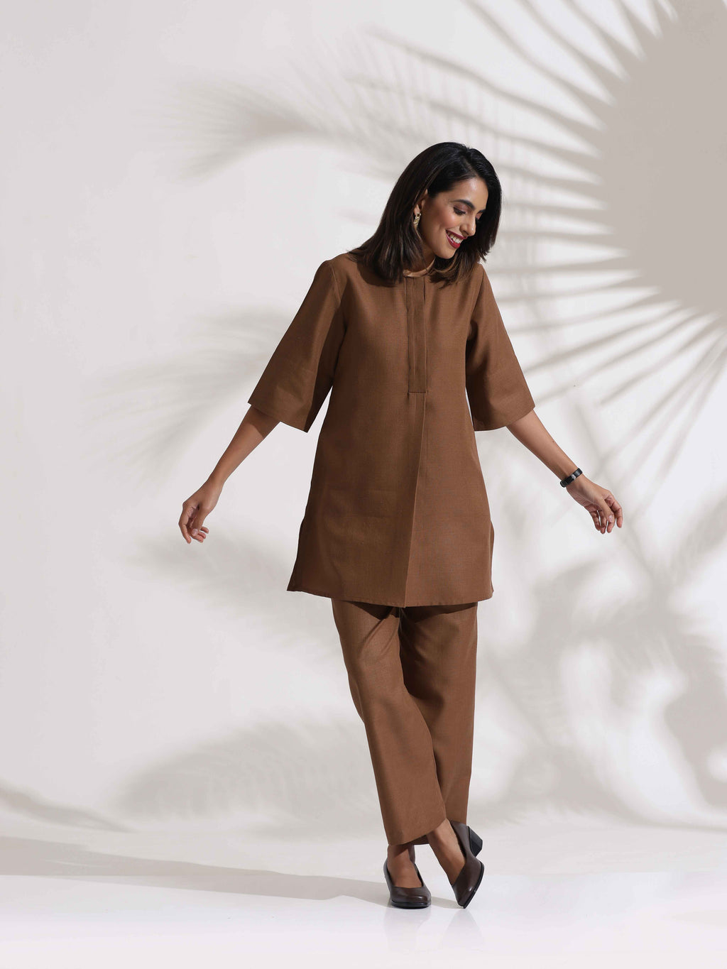 trueBrowns Brown Slub Co-ord Set
