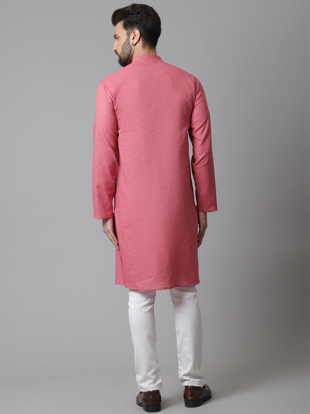 Even Apparels Rust Pure Cotton Kurta With Band Collar