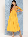 Ahalyaa Floral Print Crepe Empire Midi Ethnic Dress