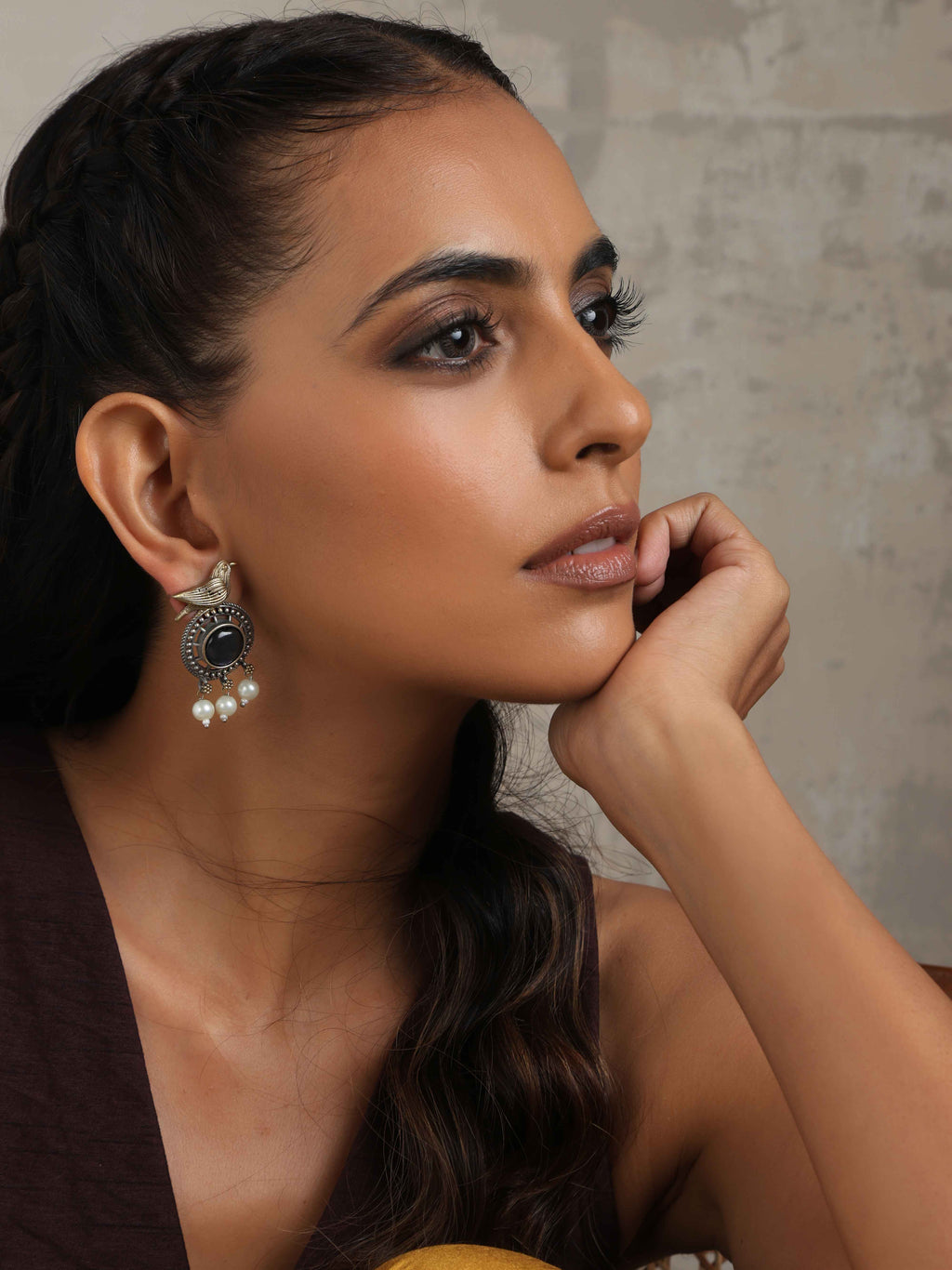 trueBrowns Silver Gold Tone Bird Stud Earrings