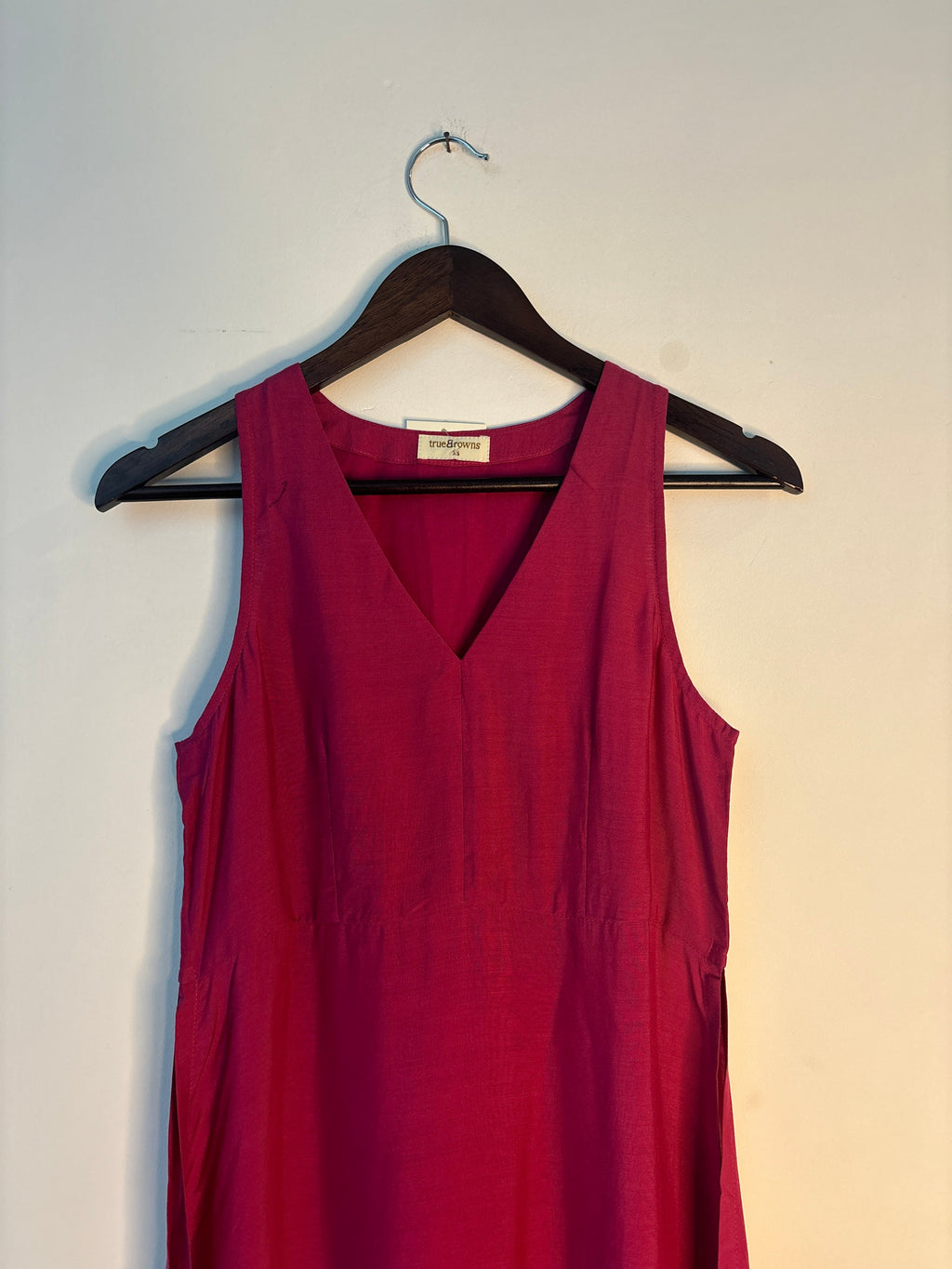trueBrowns Pink Sleeveless Muslin Kurta