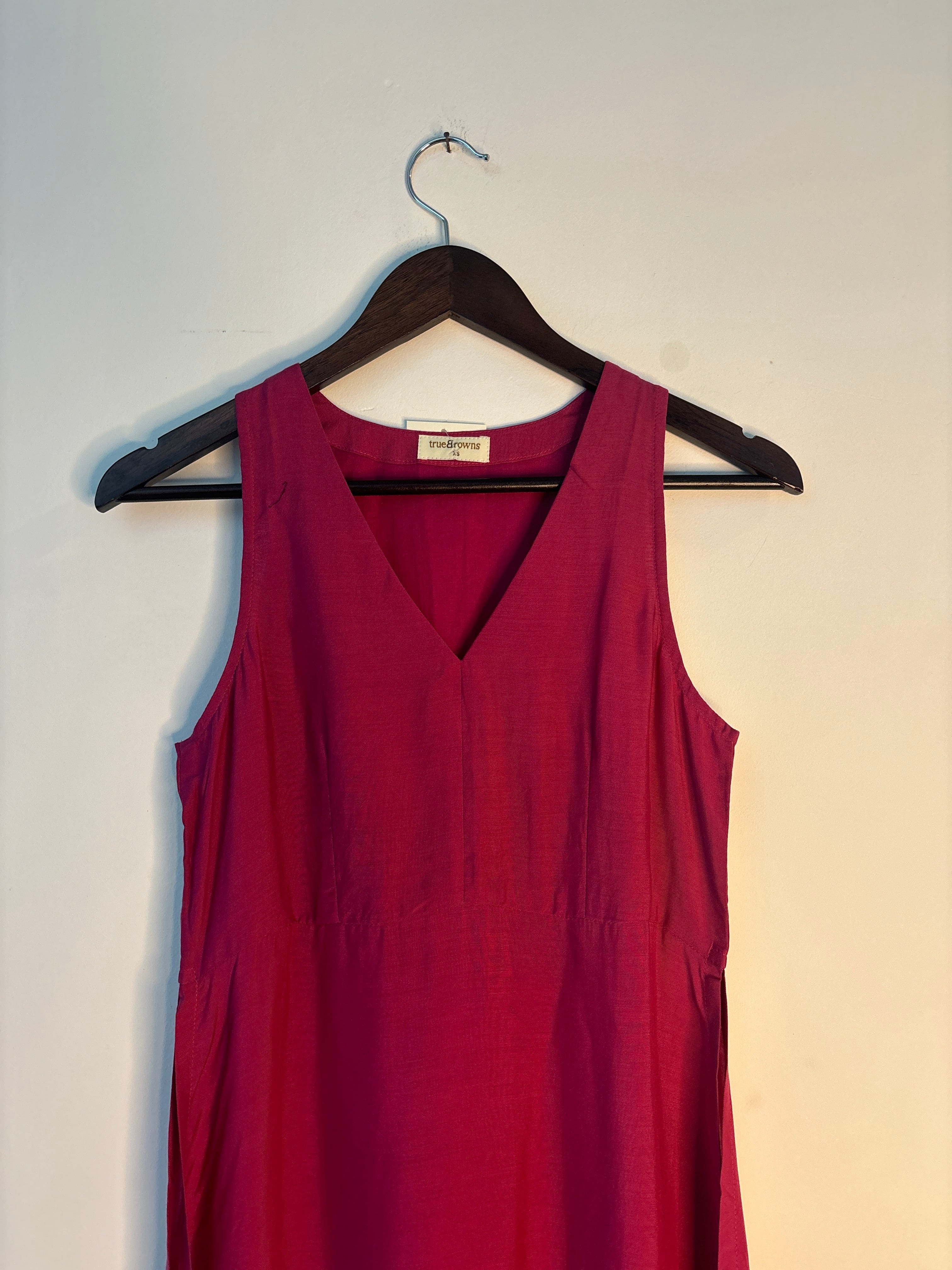 trueBrowns Pink Sleeveless Muslin Kurta
