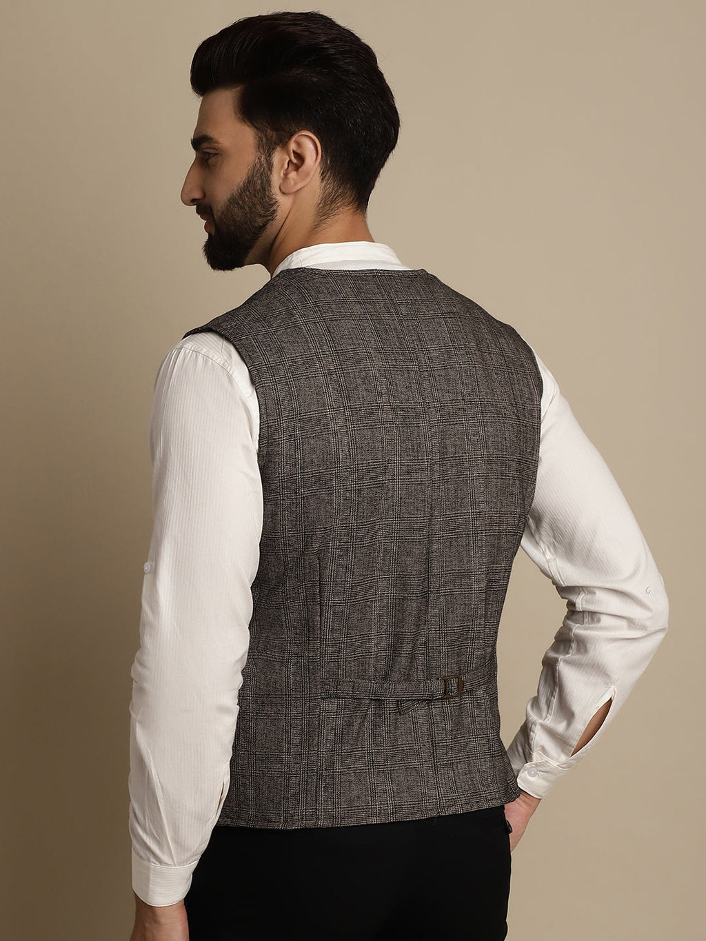 Even Apparels Men's Brown Double Breast Waistcoat