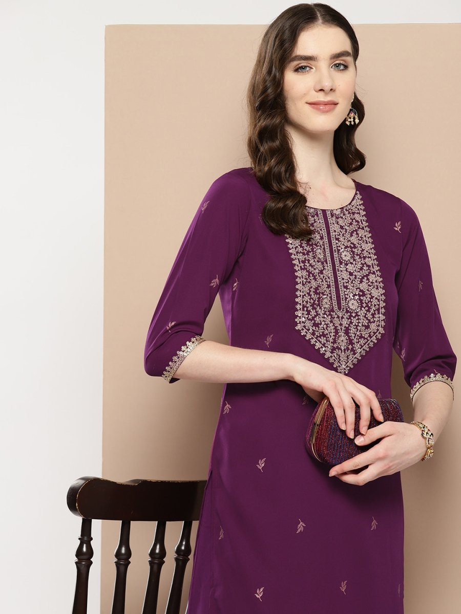 Ahalyaa Women Floral Yoke Design Regular Kurta with Palazzos