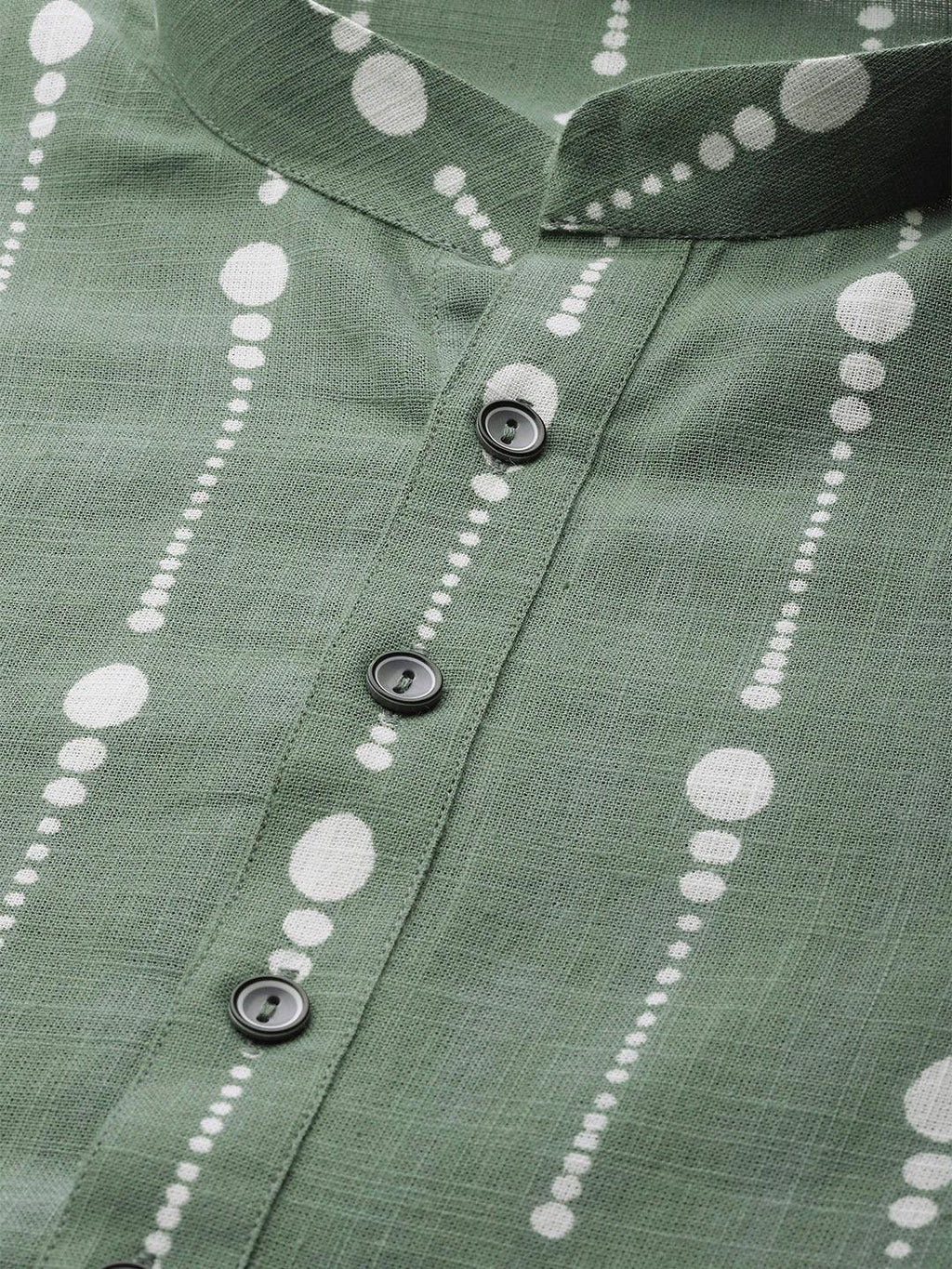 Fabmade Green And White Printed Straight Kurta Pyjama