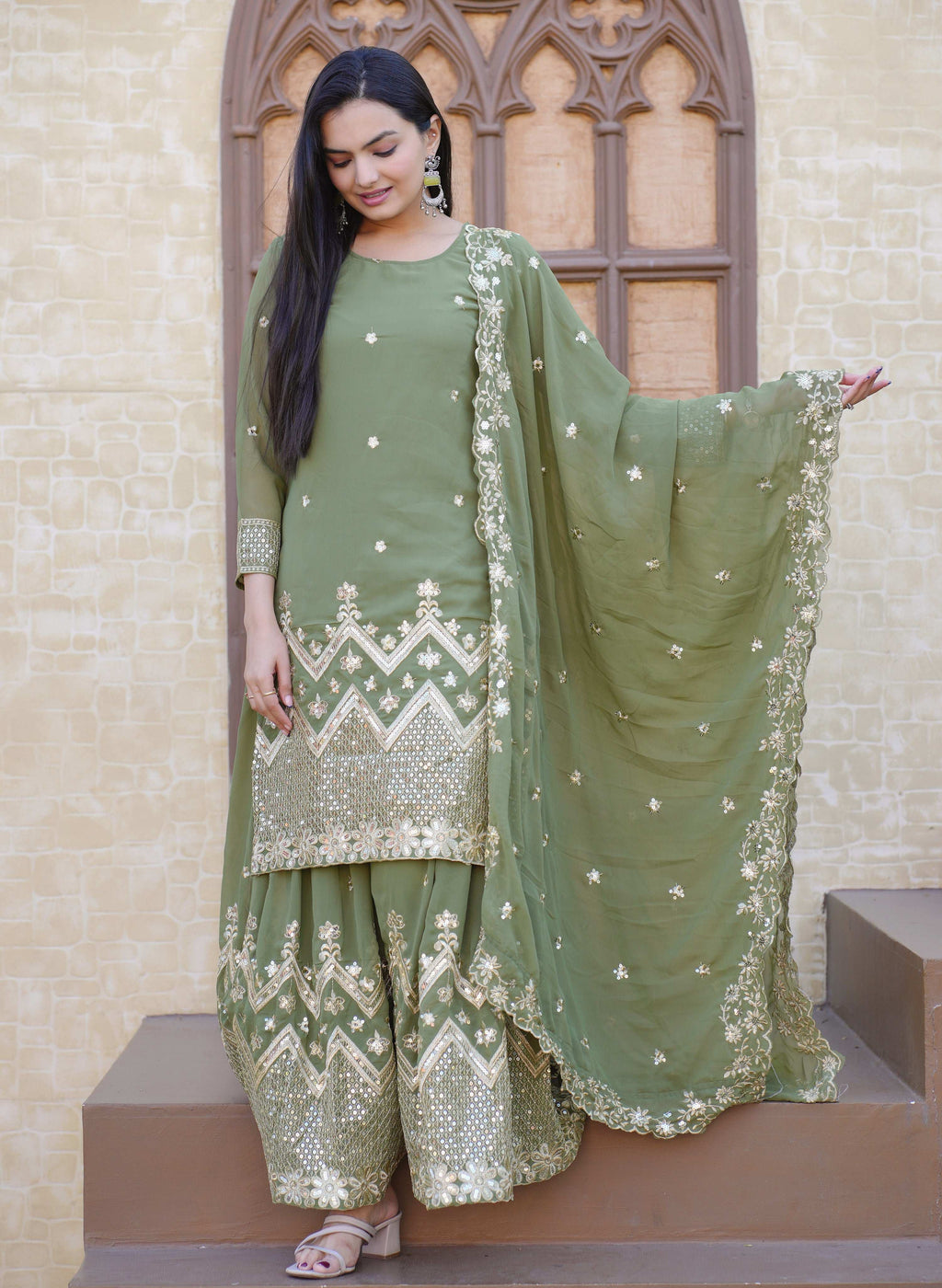 Yash Enterprise Latest Georgette Embroidery Pista Readymade Salwar Suit