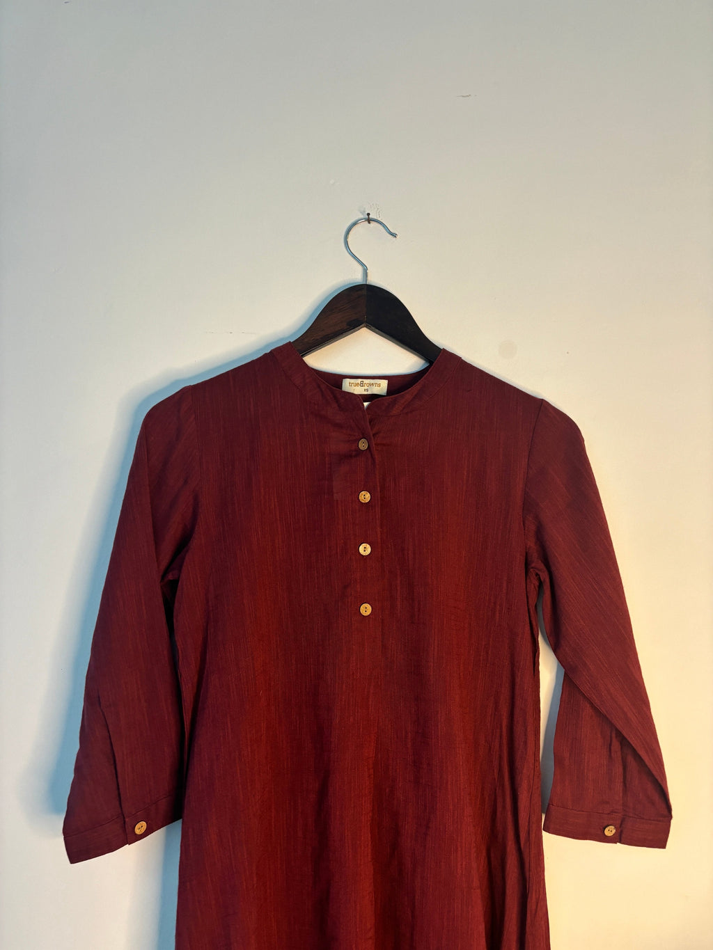 trueBrowns Maroon Slub Kurta
