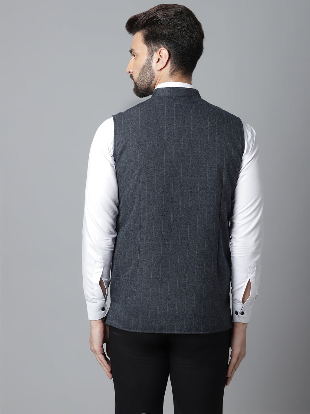 Even Apparels Men's Blue Nehru Jacket With Welt Pockets