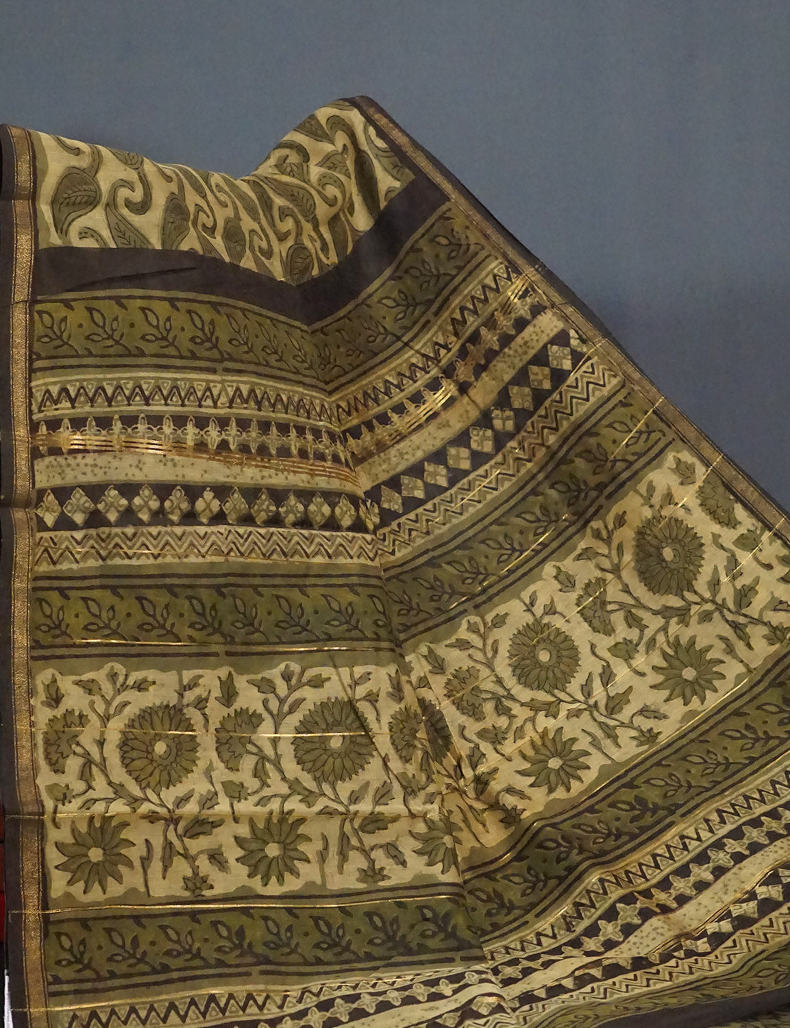 Shades of Heena Green Printed Chanderi Saree for Regular/Office Wear By Gayathri Reddy Designer Studio