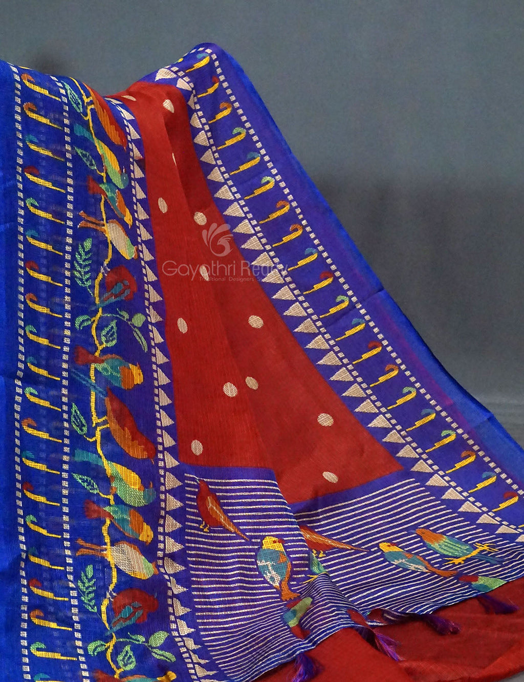 Dark Red Colour With All Over Buttes Semi Silk Kota Saree By Gayathri Reddy Designer Studio