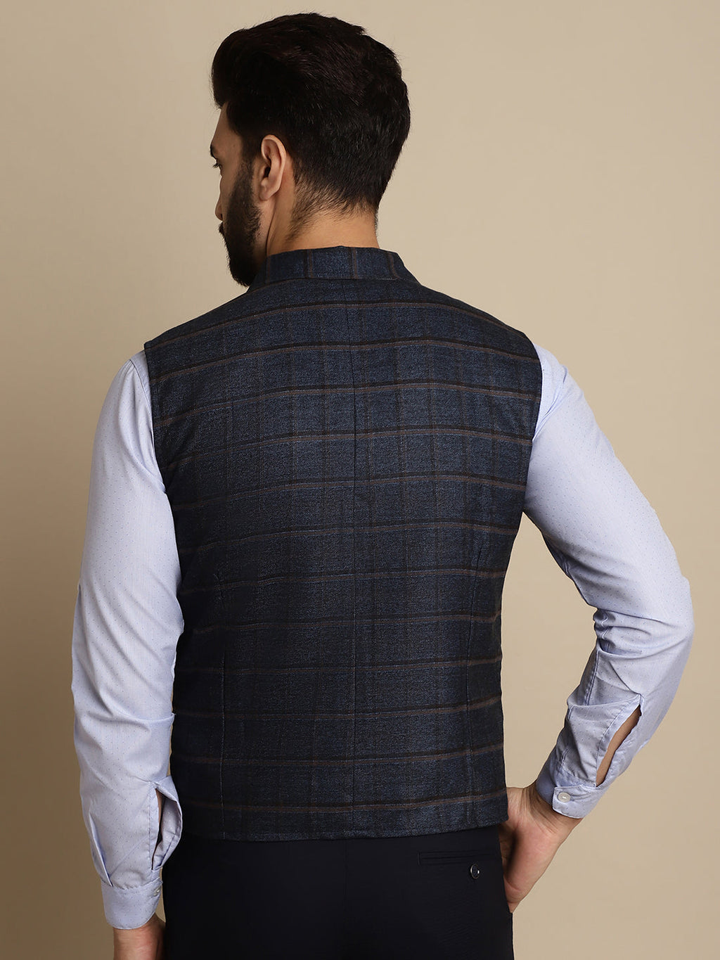 Even Apparels Men's Blue Waistcoat with Notched Lapel