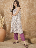 InWeave Dusty Mauve V Neck Aline Kurta Set