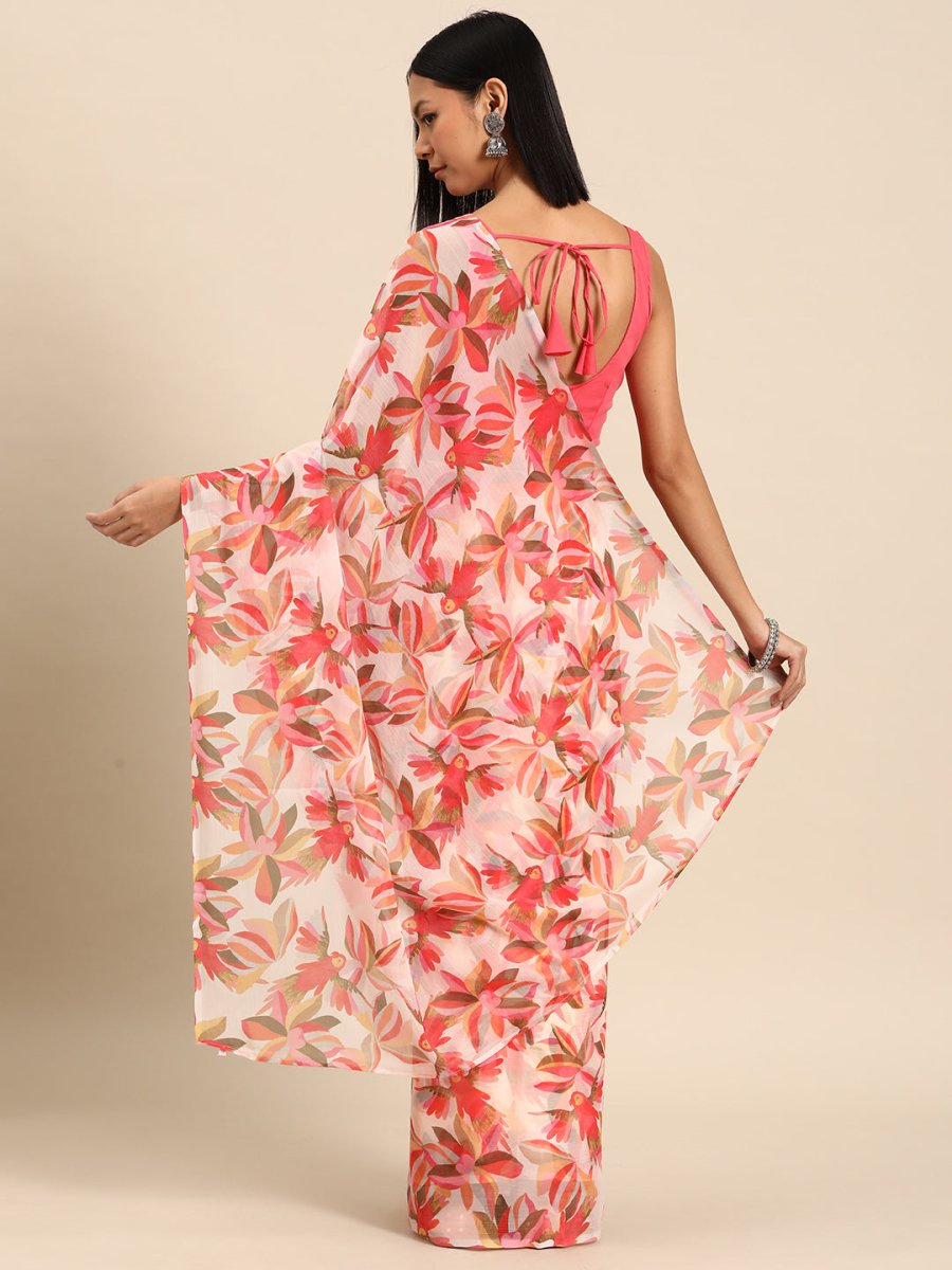 Ahalyaa Floral Poly Chiffon Saree