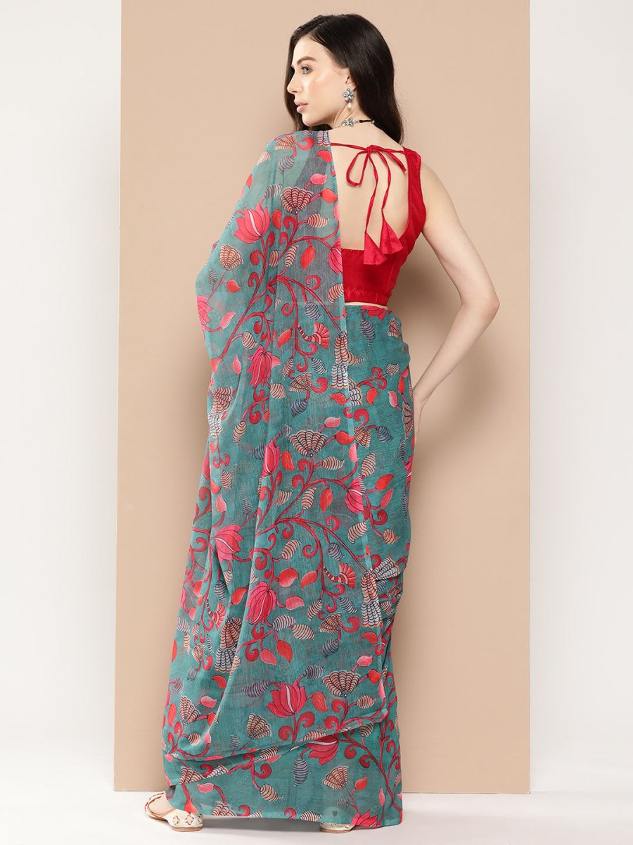 Ahalyaa Floral Poly Chiffon Saree