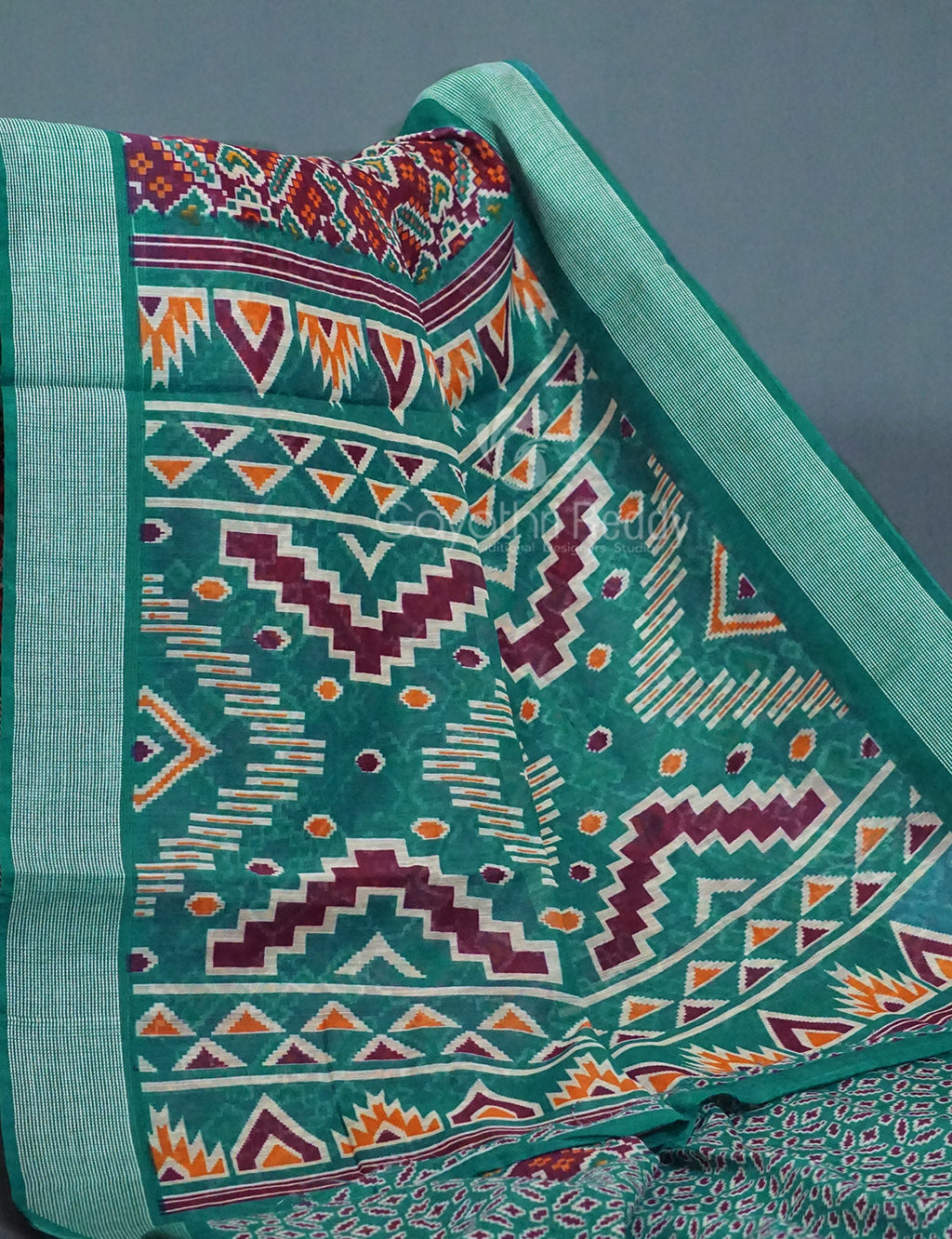 Shades of Dark Jamuni Colour Patola Print Semi Chanderi Saree By Gayathri Reddy Designer Studio