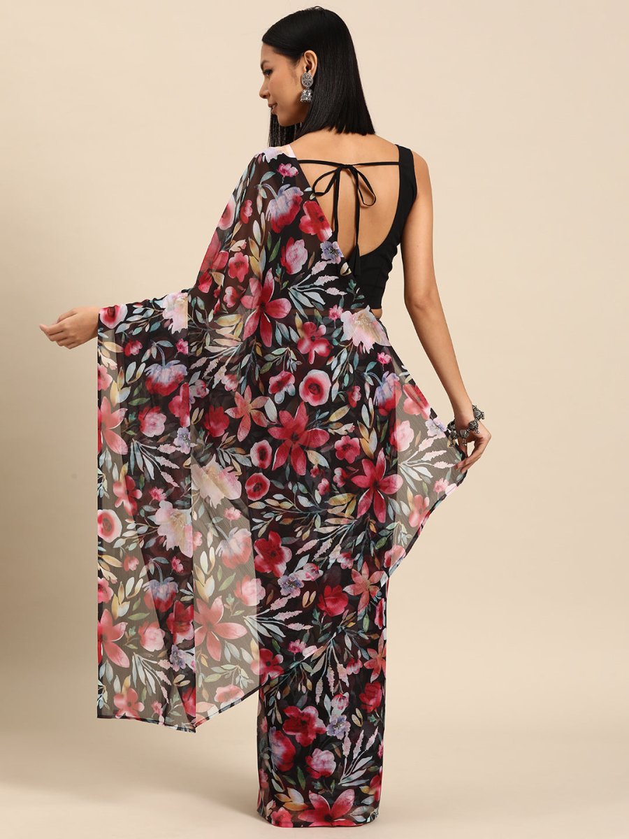 Ahalyaa Floral Poly Chiffon Saree