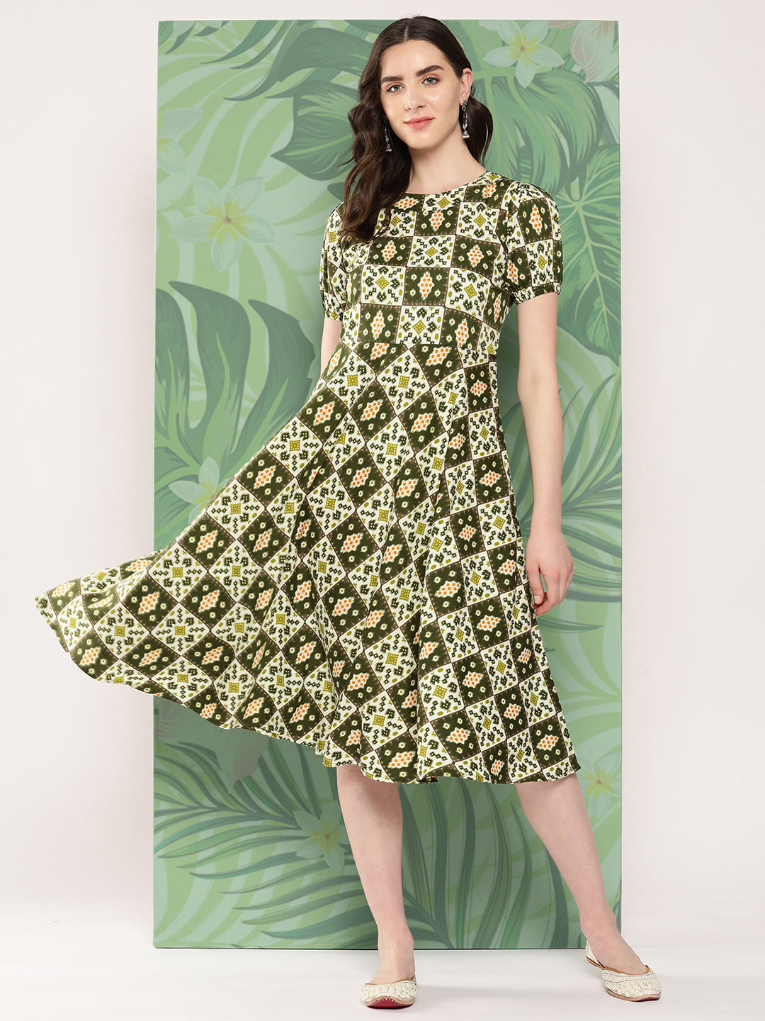 InWeave Women's Dark Green Square Dress