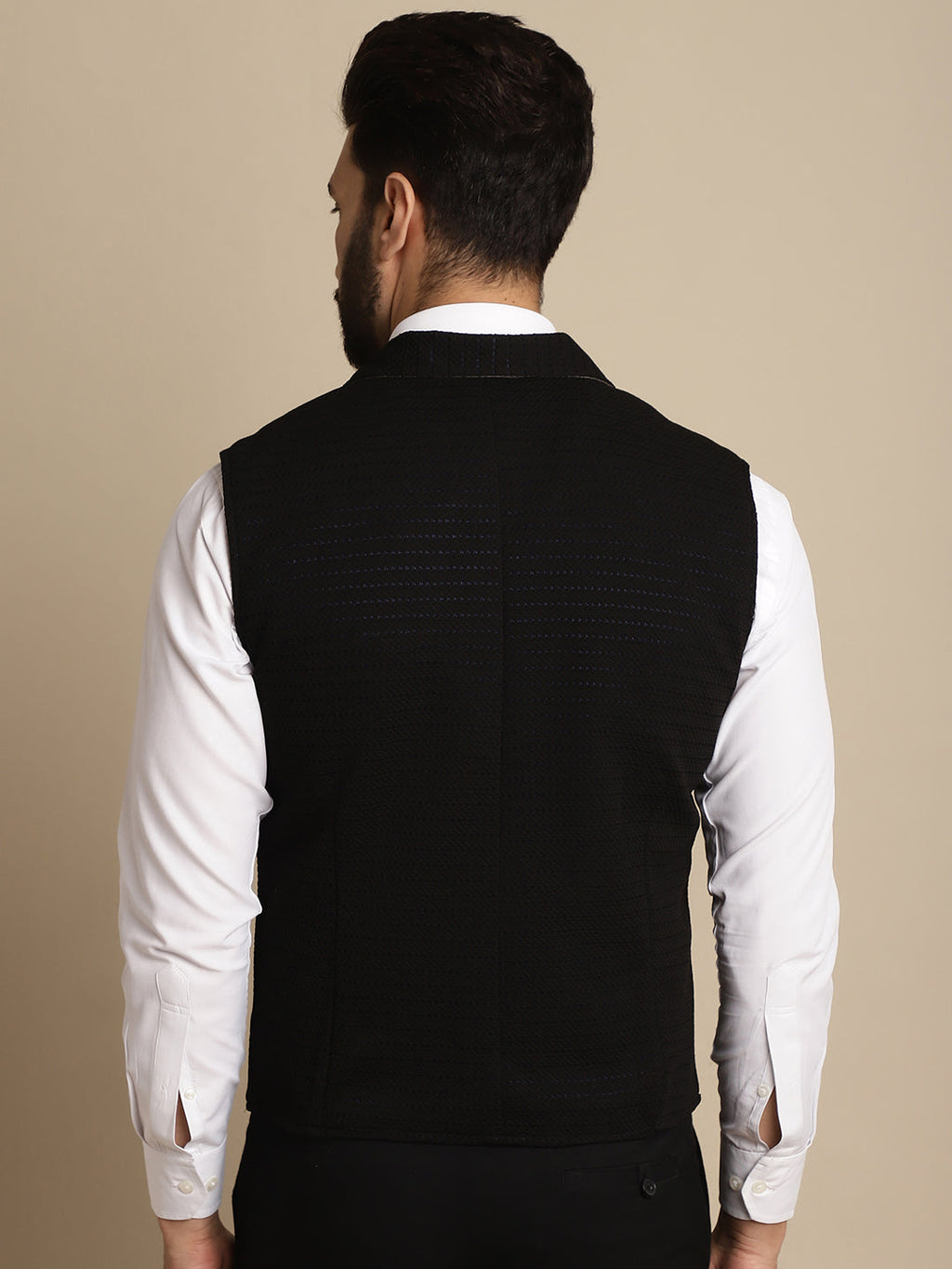 Even Apparels Men's Black Waistcoat with Notched Lapel