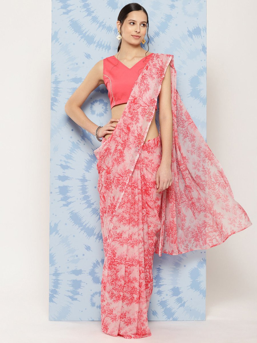 Ahalyaa Floral Poly Chiffon Saree