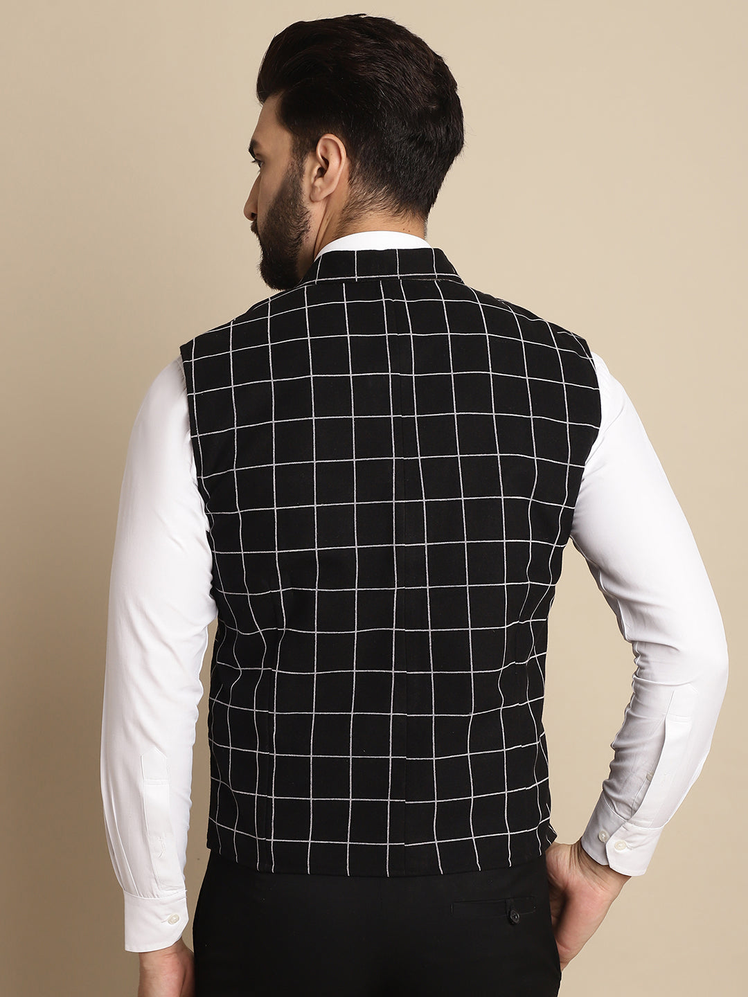 Even Apparels Men's Black Wool Waistcoat with Notched Lapel