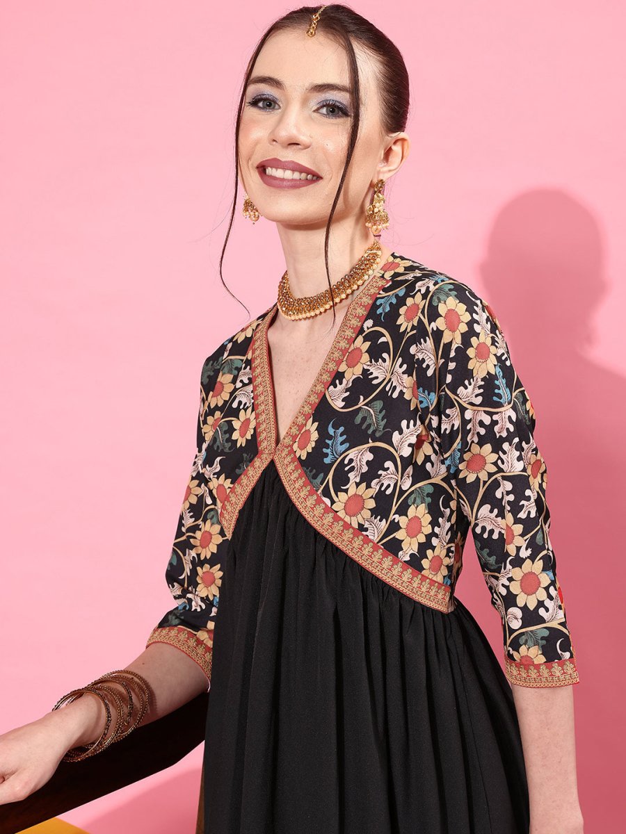 Ahalyaa Floral Printed Empire Midi Dress