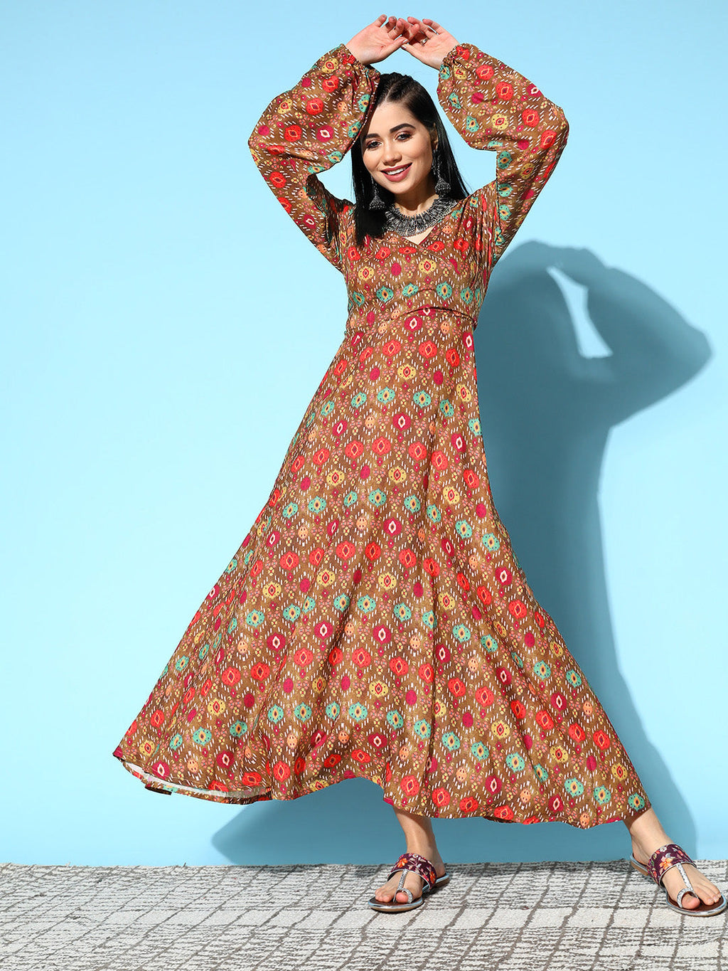 InWeave Women's Rust Edgy Print Dress