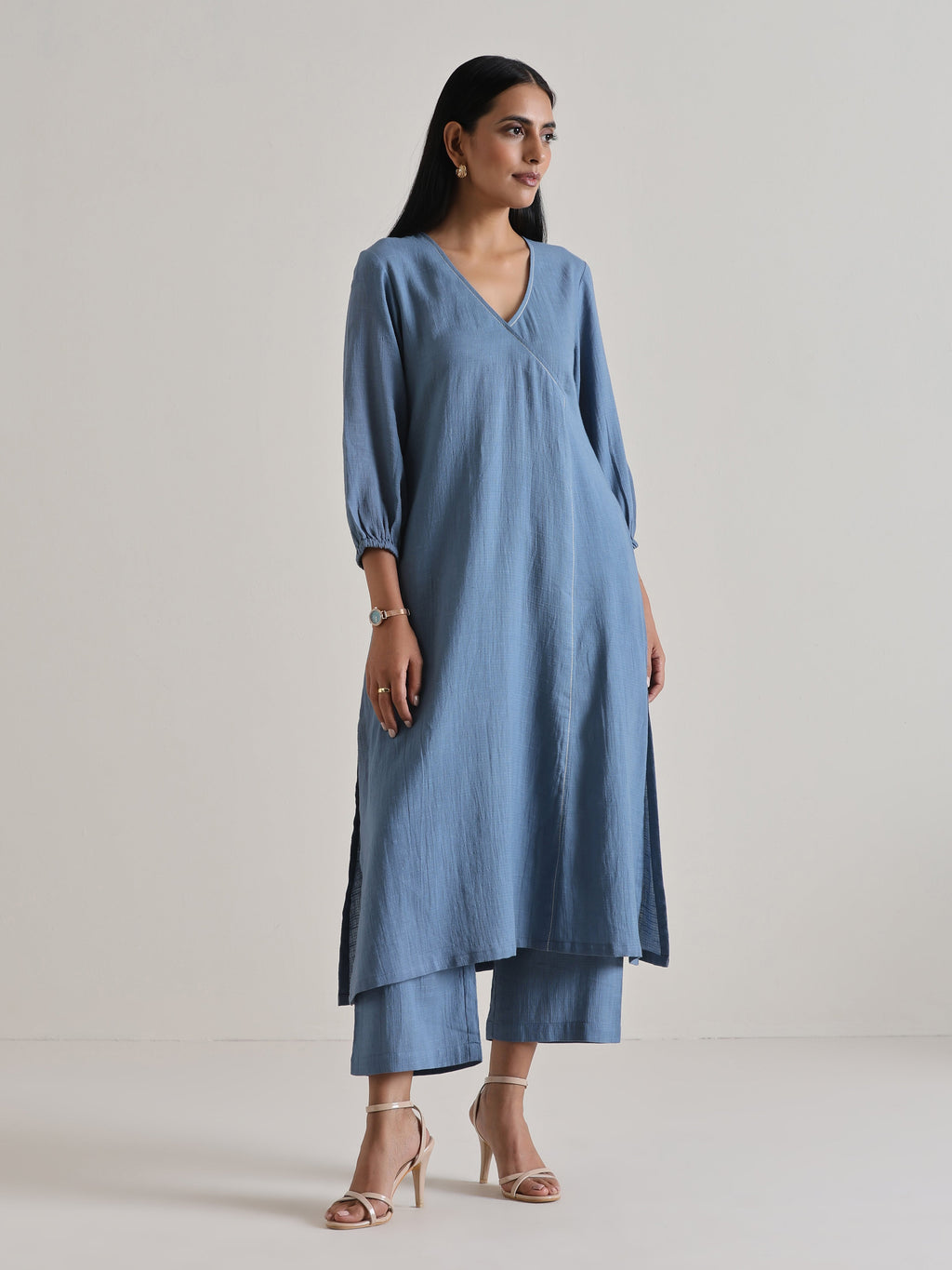 trueBrowns Light Blue Kurta Pant Set