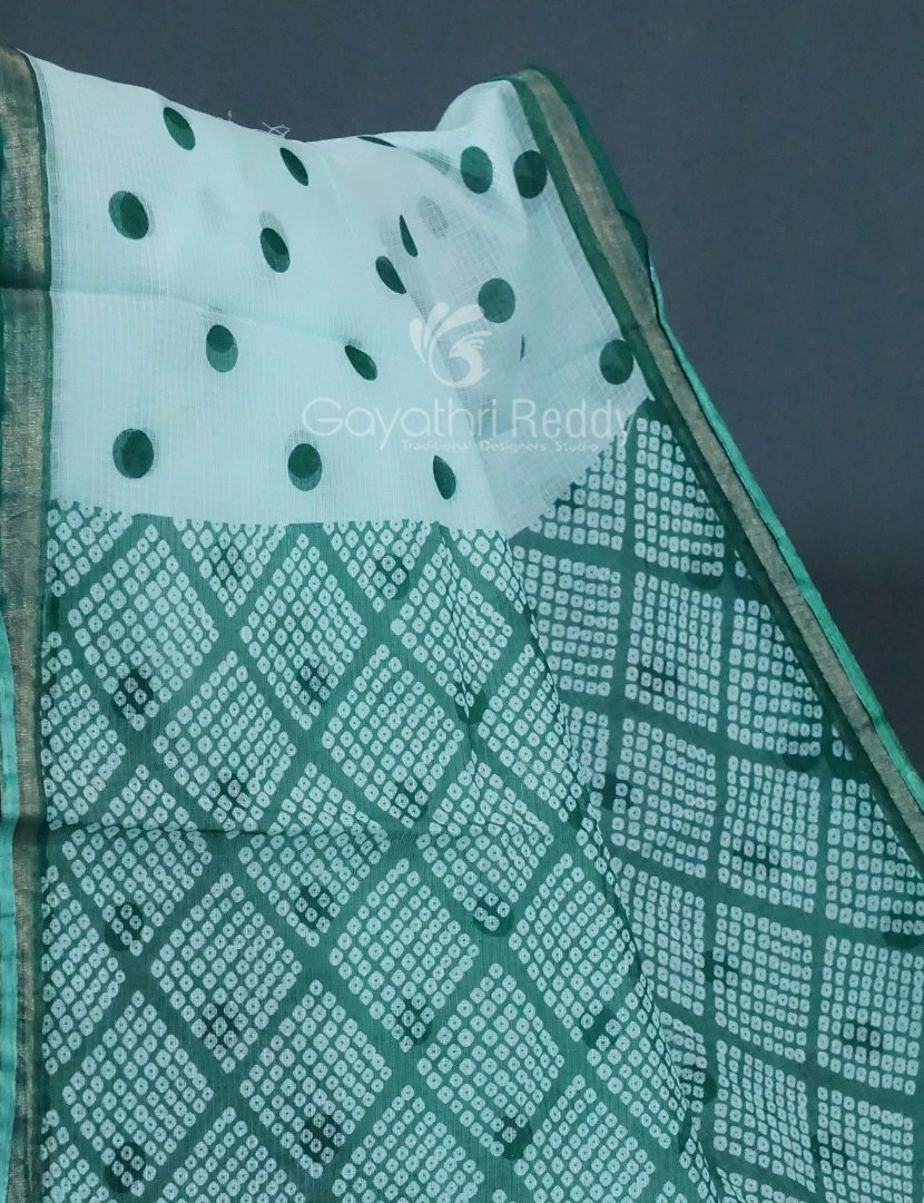 Shades of Mint Green And Rama Green Colour With Patli Pallu Design Pure Kota Cotton Saree By Gayathri Reddy Designer Studio