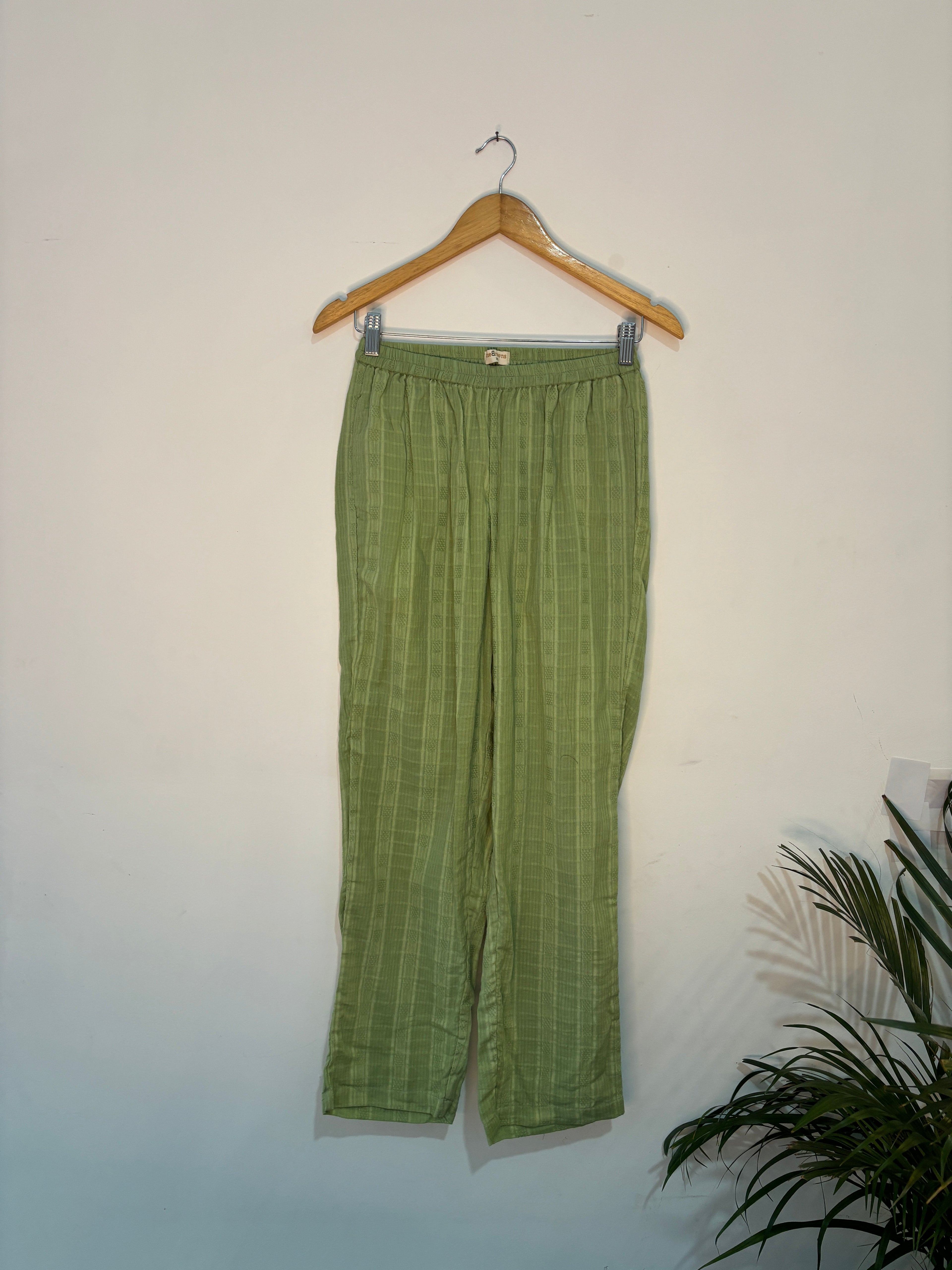 trueBrowns Light Green Check Dobby Co-ord Set
