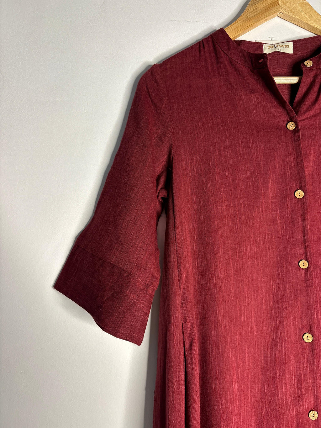 trueBrowns Maroon Slub Kurta