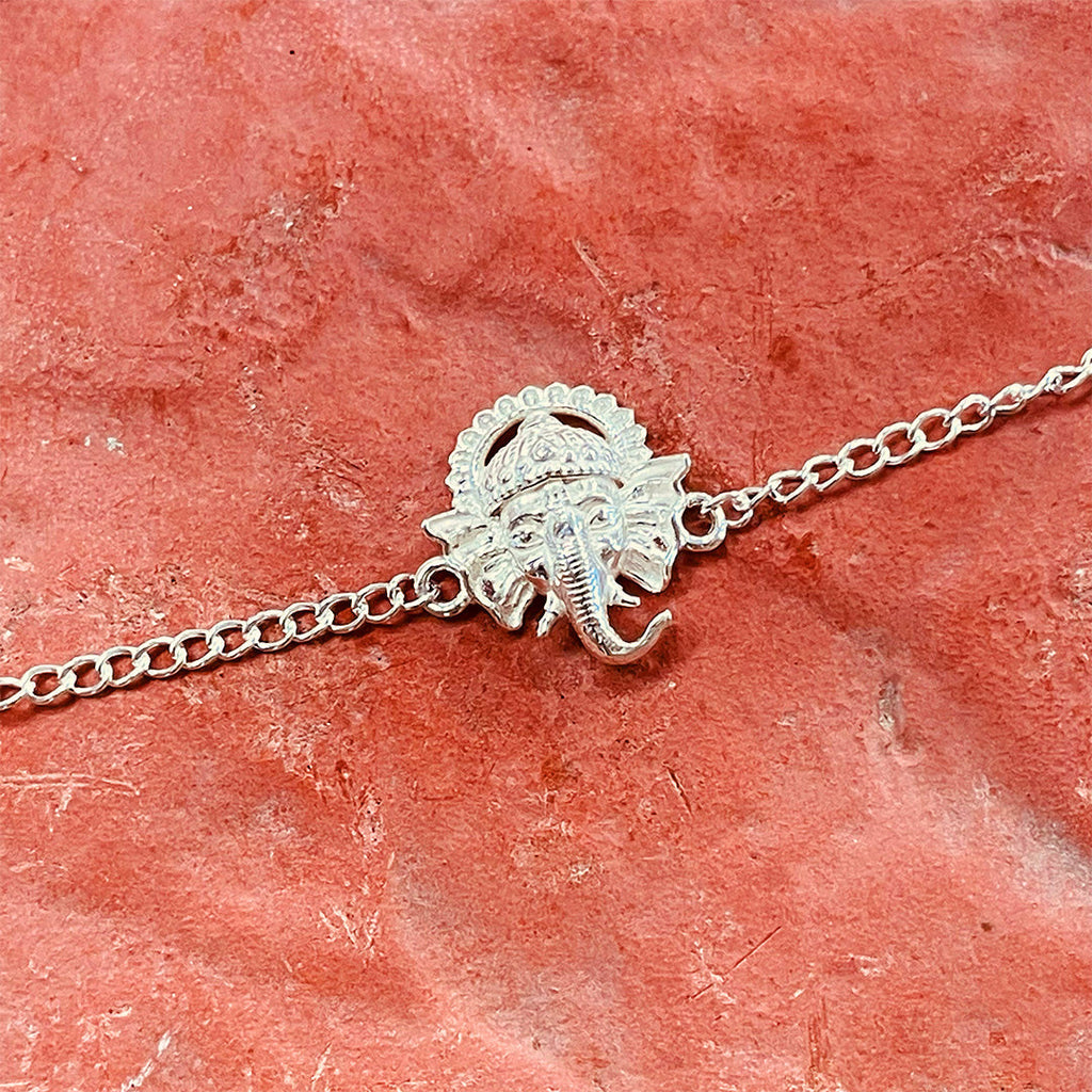 trueBrowns 925 Sterling Silver Ganesh Idol Silver Chain Rakhi