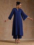 trueBrowns Midnight Blue Modal Satin Relax Kurta Set