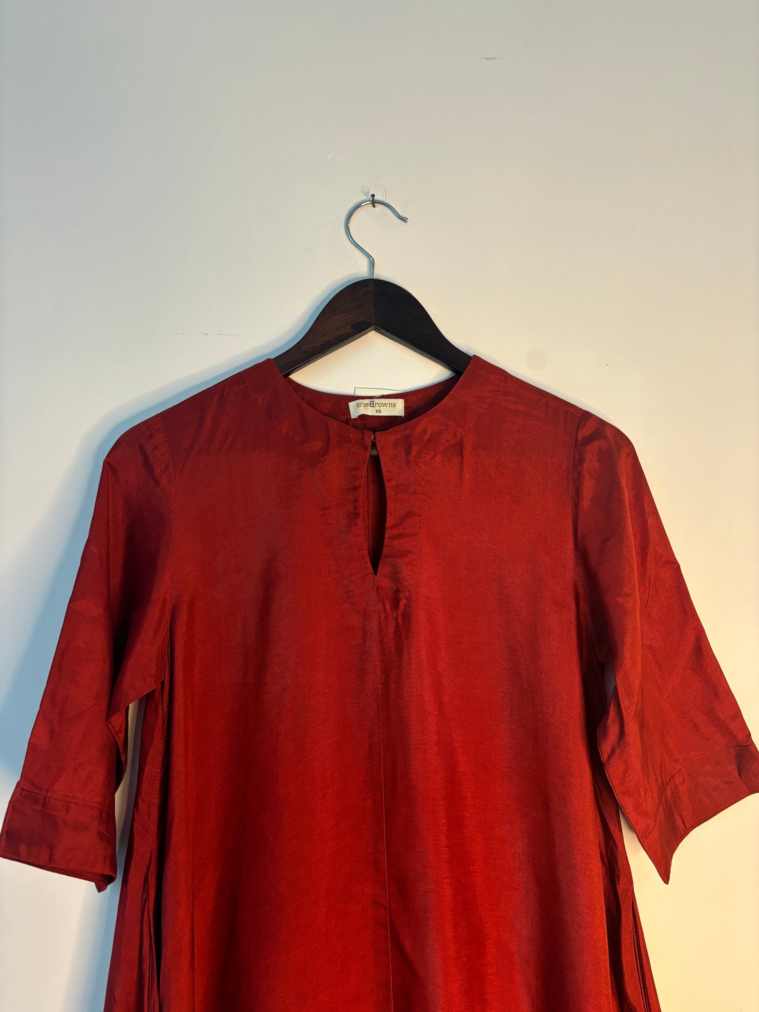 trueBrowns Maroon Silk Kurta
