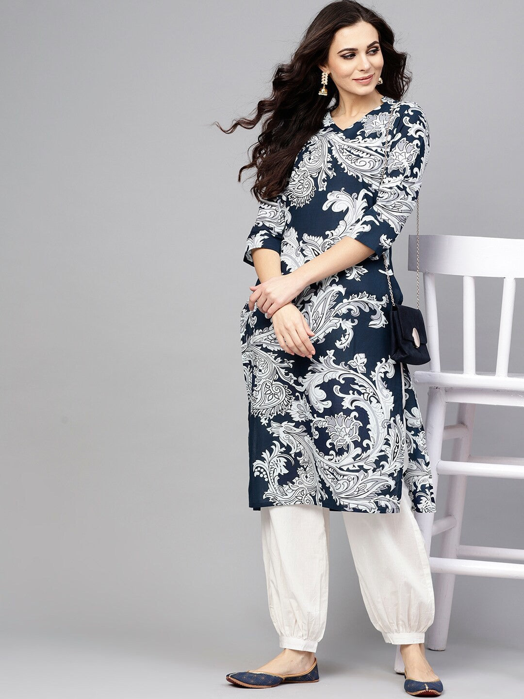 Antaran Blue Pure Cotton Printed Kurta Pant Set