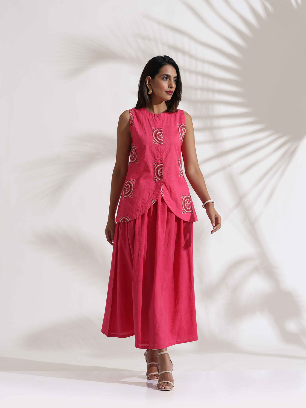 trueBrowns Pink Cotton Skirt Co-ord Set