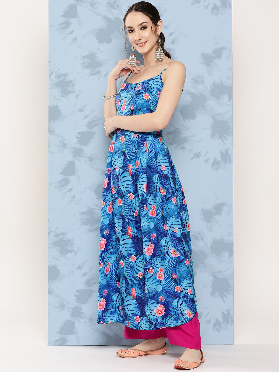 InWeave Women's Blue Pink Japanese Art Strappy Set