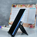 Sowpeace Trendy Adjustable Silver Tablet Stand with Black Hinges