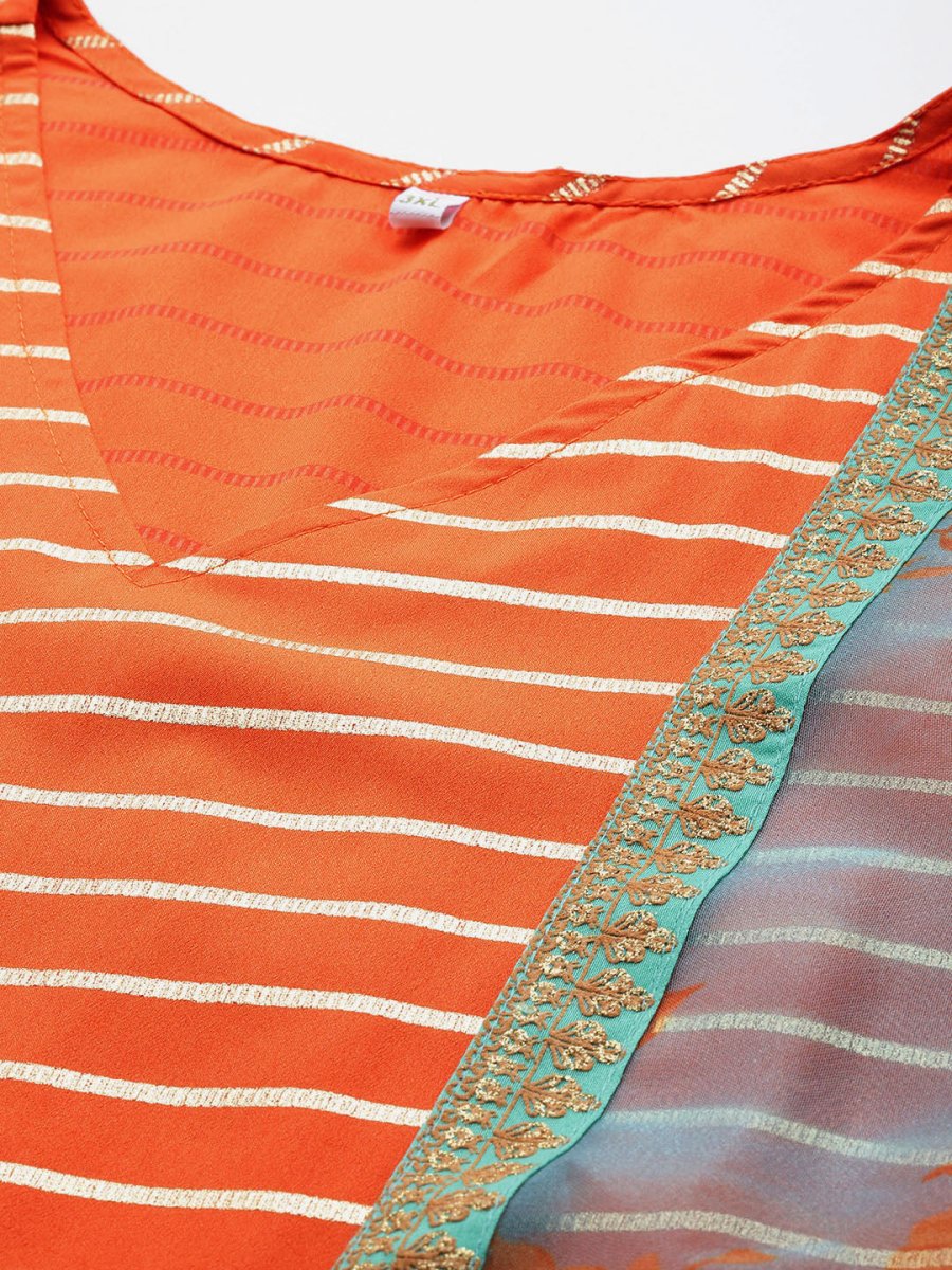 Ahalyaa Plus Size V-Neck Maxi Ethnic Dress