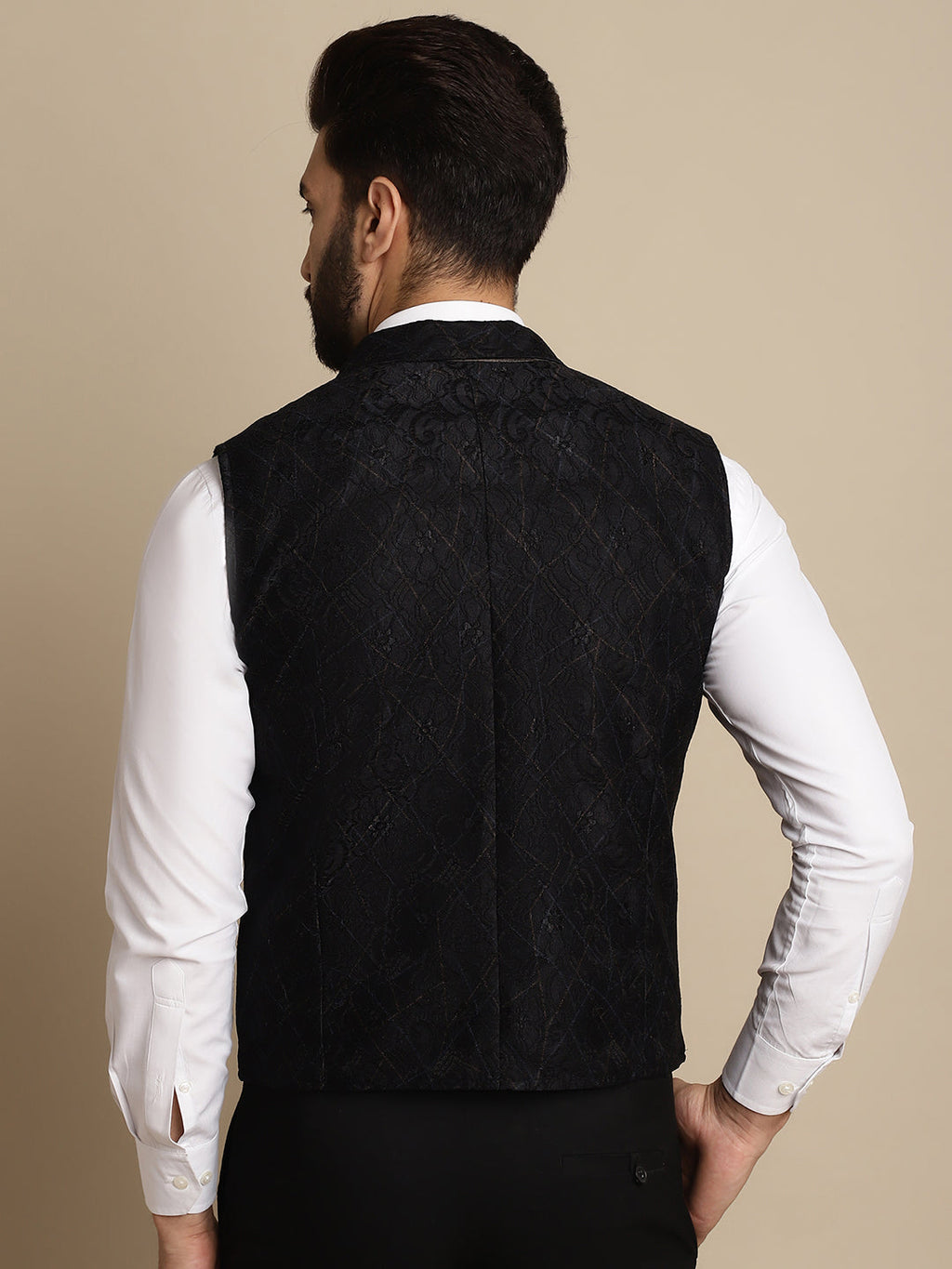 Even Apparels Men's Black Waistcoat with Notched Lapel