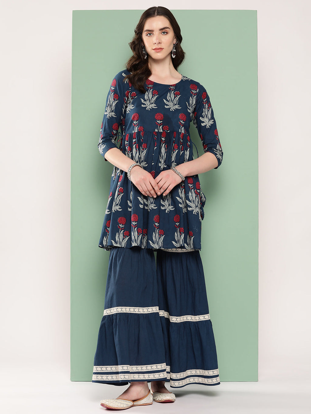 InWeave Women's Indigo Boota Sharara Set