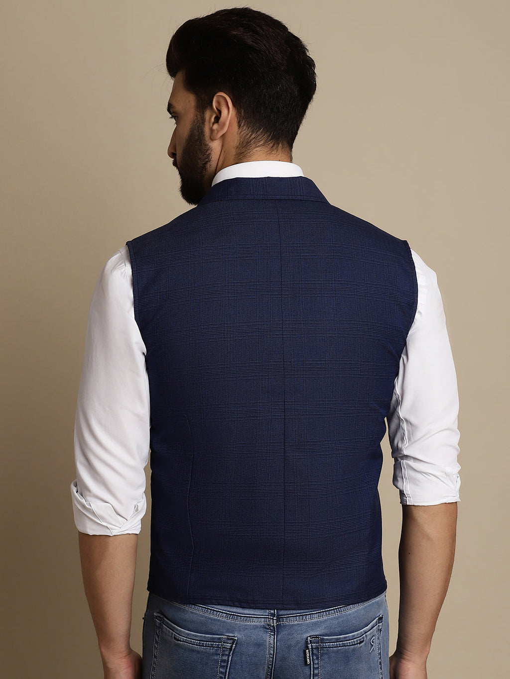 Even Apparels Men's Blue Waistcoat with Notched Lapel