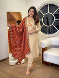 The52 Women's Gorgeous Viscose Embroidery Straight Kurta with Pant And Dupatta Set