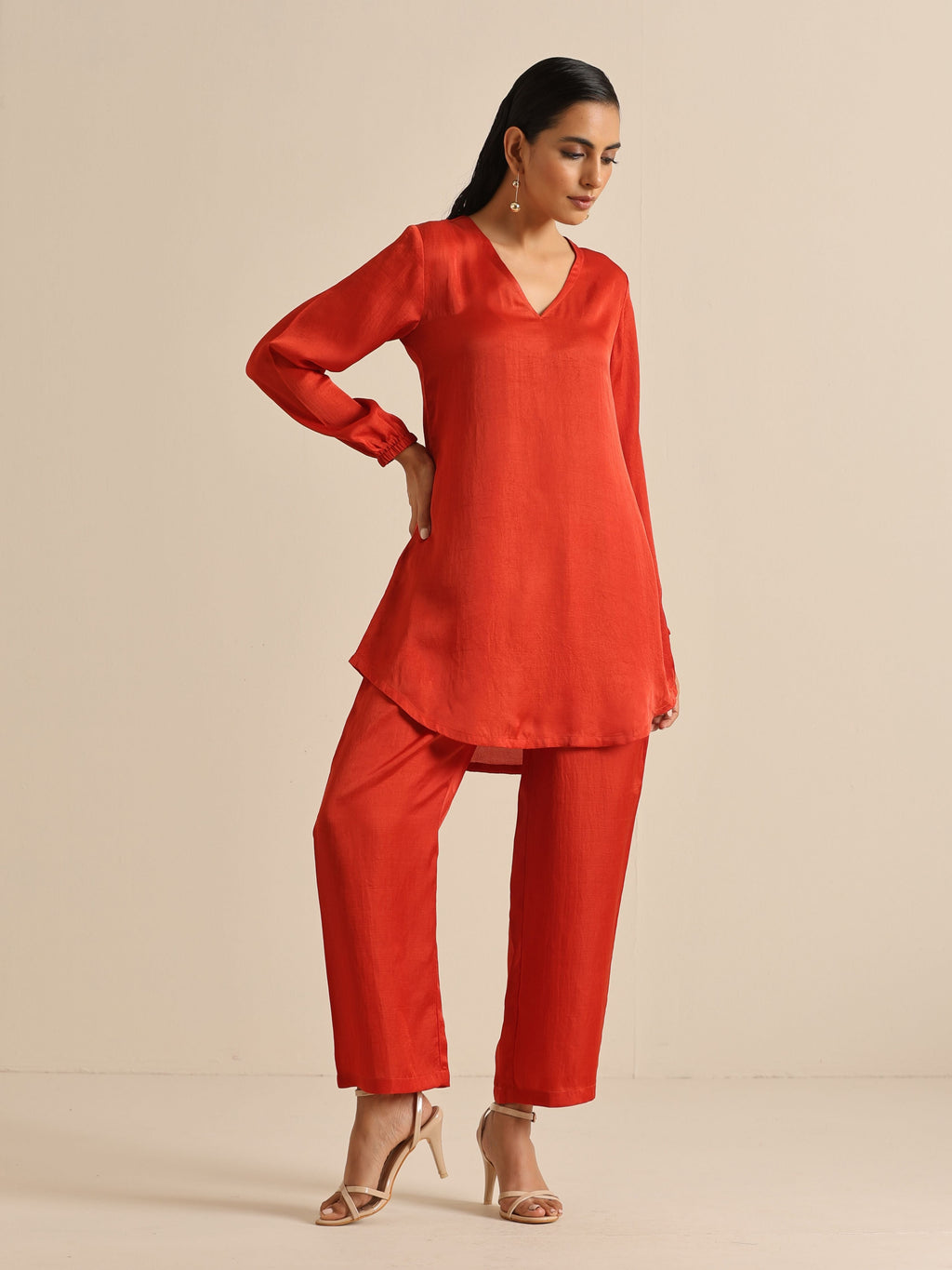 trueBrowns Rust Silk Blend Short Co-Ord Set