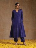 trueBrowns Spectrum Blue Gold Cotton Angrakha Kurta Set